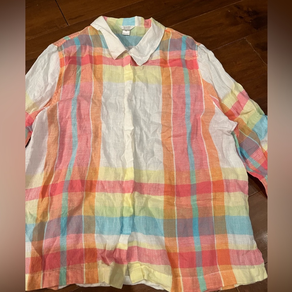 Christopher & Banks Multicolor Pastel Plaid Button-Down Shirt
